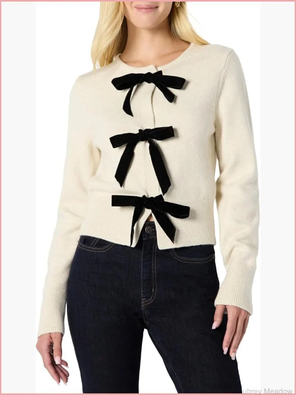 Regular-Fit Long-Sleeve Tie Front Cardigan with Bows
